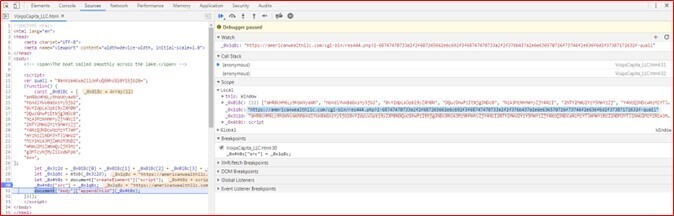 Figure 11. HTML file used to decode the URL leading to a PHP resource.
