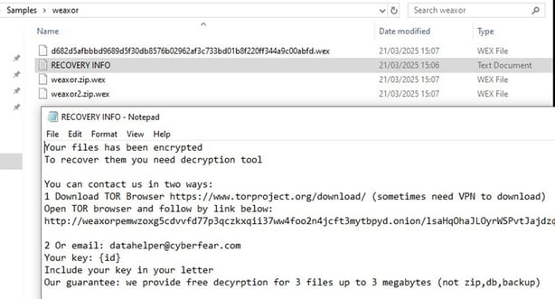 Figure 11. WeaXor ransom note