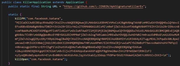 Figure 13. Code reference to ApkSignatureKillerEx