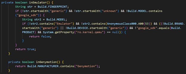 Figure 14. Sandbox detection functions adjusting internal behavior