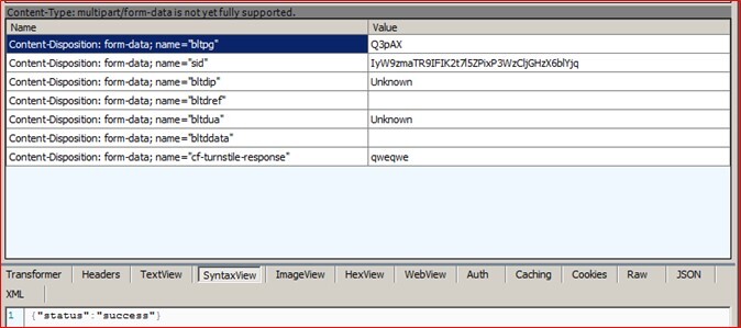 Figure 15. Cloudflare Turnstile information gathering and response.