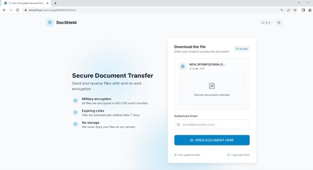Figure 15. Screenshot of the initial phishing URL