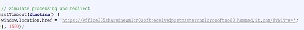 Figure 16. Snippet of the source code that contains phishing redirection