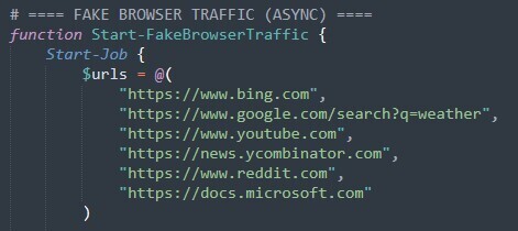 Figure 17. Generation of fake browser traffic