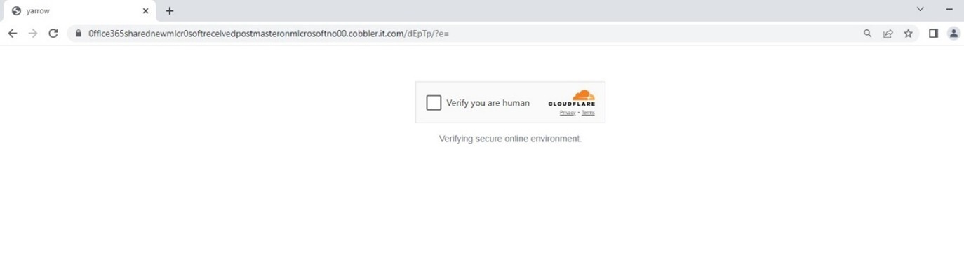 Figure 17. Screenshot of the URL redirection to Cloudflares human verification CAPTCHA