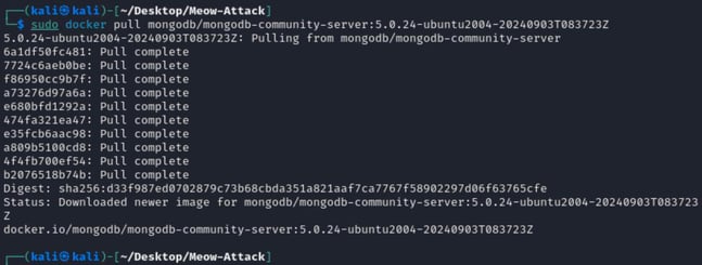 Figure 1. A relatively old version of a MongoDB Docker image is pulled.