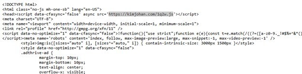 Figure 1. Malicious injected KongTuke script-1