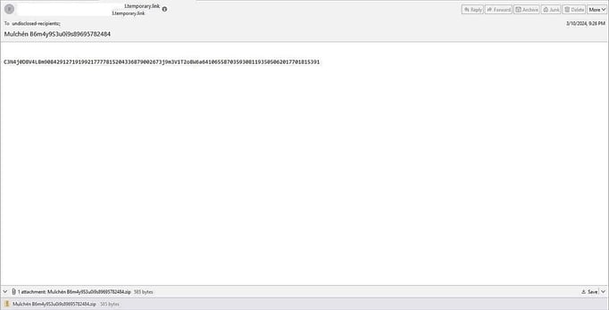 Figure 1. Phishing email sample with zip file attachment