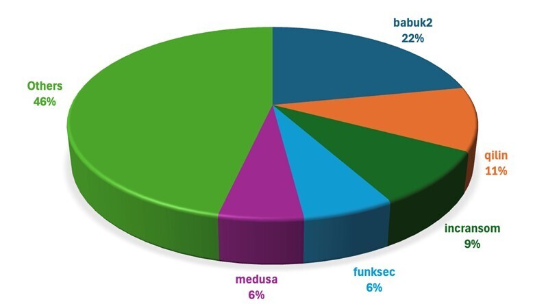 Figure 1. The victim distribution among ransomware groups