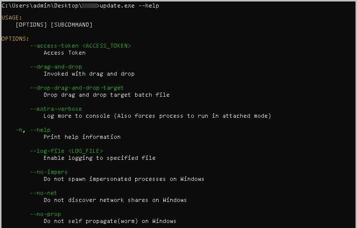 Figure 2 Commands listed in the binary