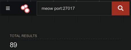 Figure 22. Shodan search for meow port 27017