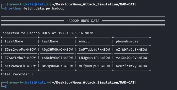 Figure 23. Fetched post-attack Hadoop data values