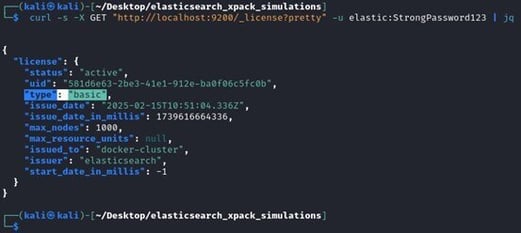 Figure 24. Default X-Pack license status (`basic`)