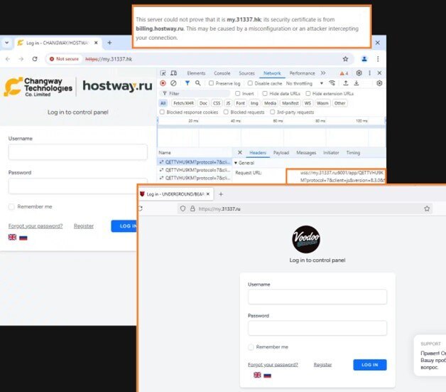 Figure 2. Bearhost-Underground rebranding to Changway-Hostway