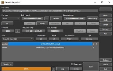 Figure 3. File details shown in Detect It Easy
