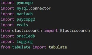 Figure 43. The list of required Python libraries are imported for the 'xbash_aftermath.py' Python script.