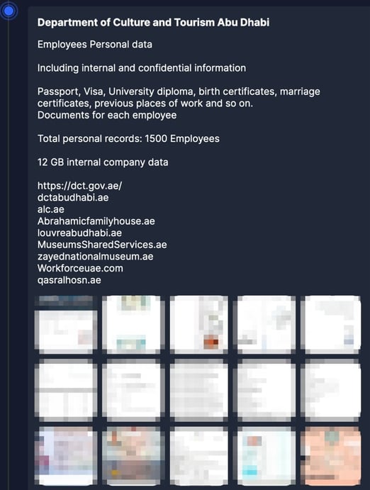 Figure 4. Ransomware group Everest claims an attack against a governmental department in Abu Dhabi