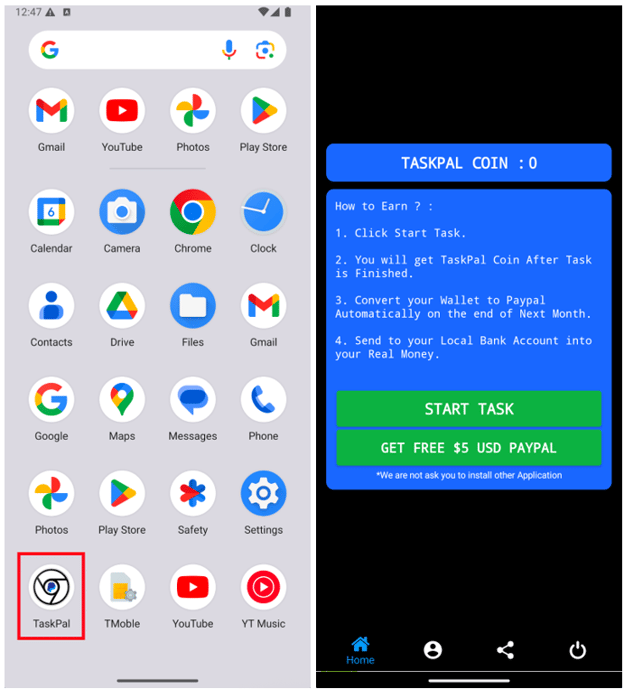 Figure 4. Task-based reward apps with monetization abuse