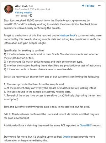 Figure 5 Post from Alon Gal describing his analysis of the additional data sample