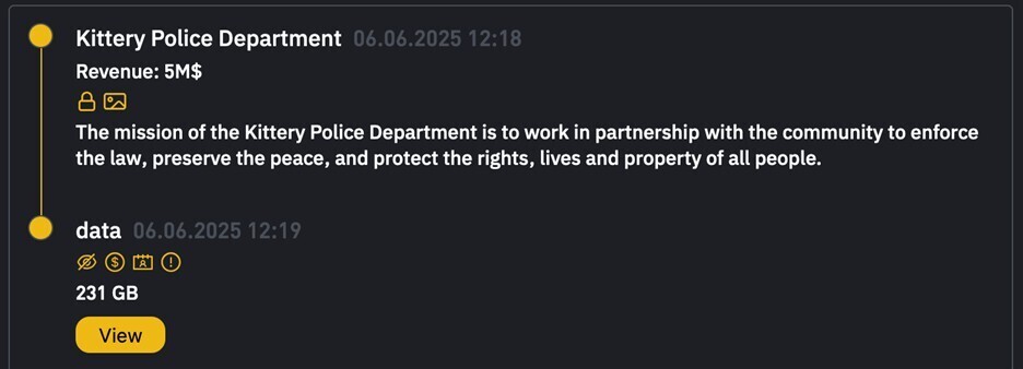 Figure 5. A law enforcement department was added to the INC ransomware group’s leak site 