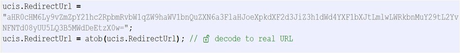 Figure 6. Snippet of the source code of the initial phishing URL