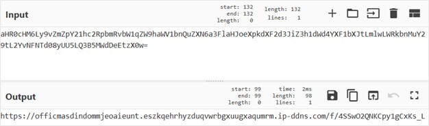Figure 7. Screenshot of the decoded URL from Base64-encoded string