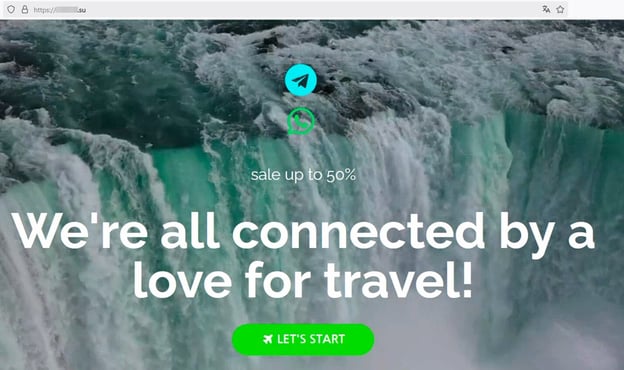 Figure 8. Dark web-advertised travel agency’s website