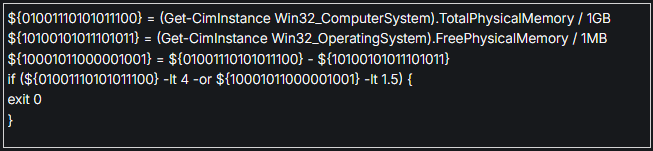 If the memory is less than 4GB or the used memory is less than 1.5GB, it exits.-1