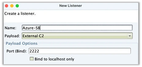 Figure 3. Creation of a new External C2 listener
