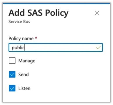Figure 5. Addition of a SAS policy with send and listen access